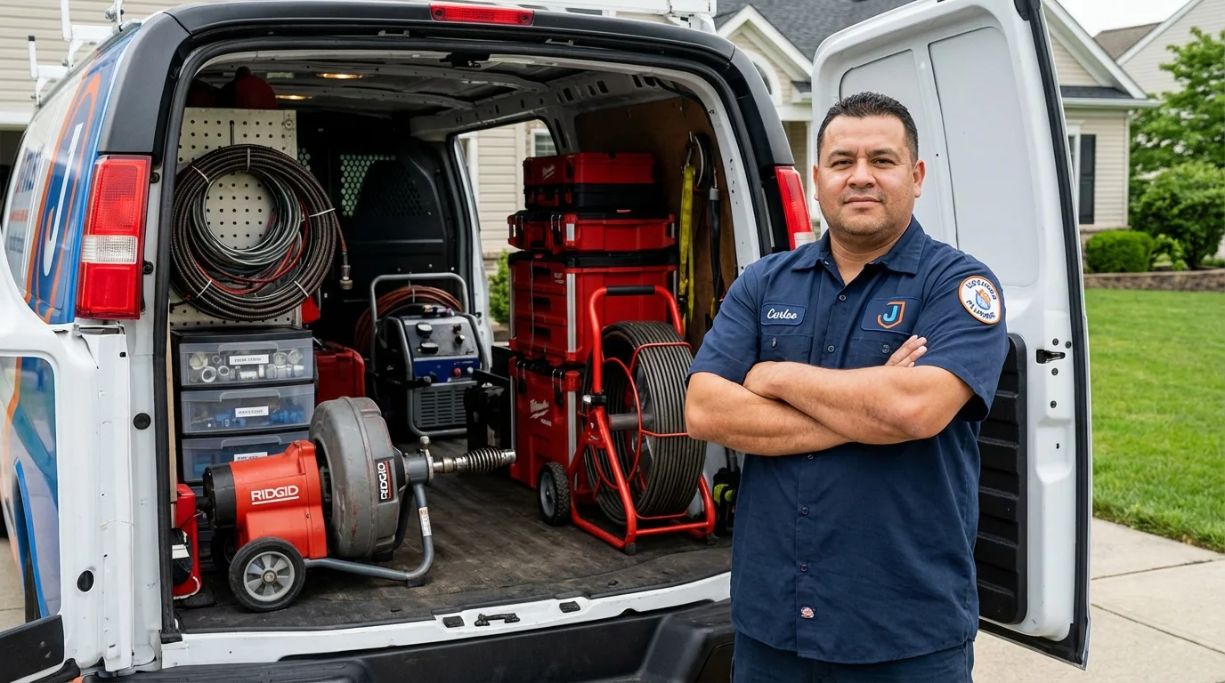 Professional drain cleaning equipment and Johns Plumbing LLC plumber in Palm Beach Gardens