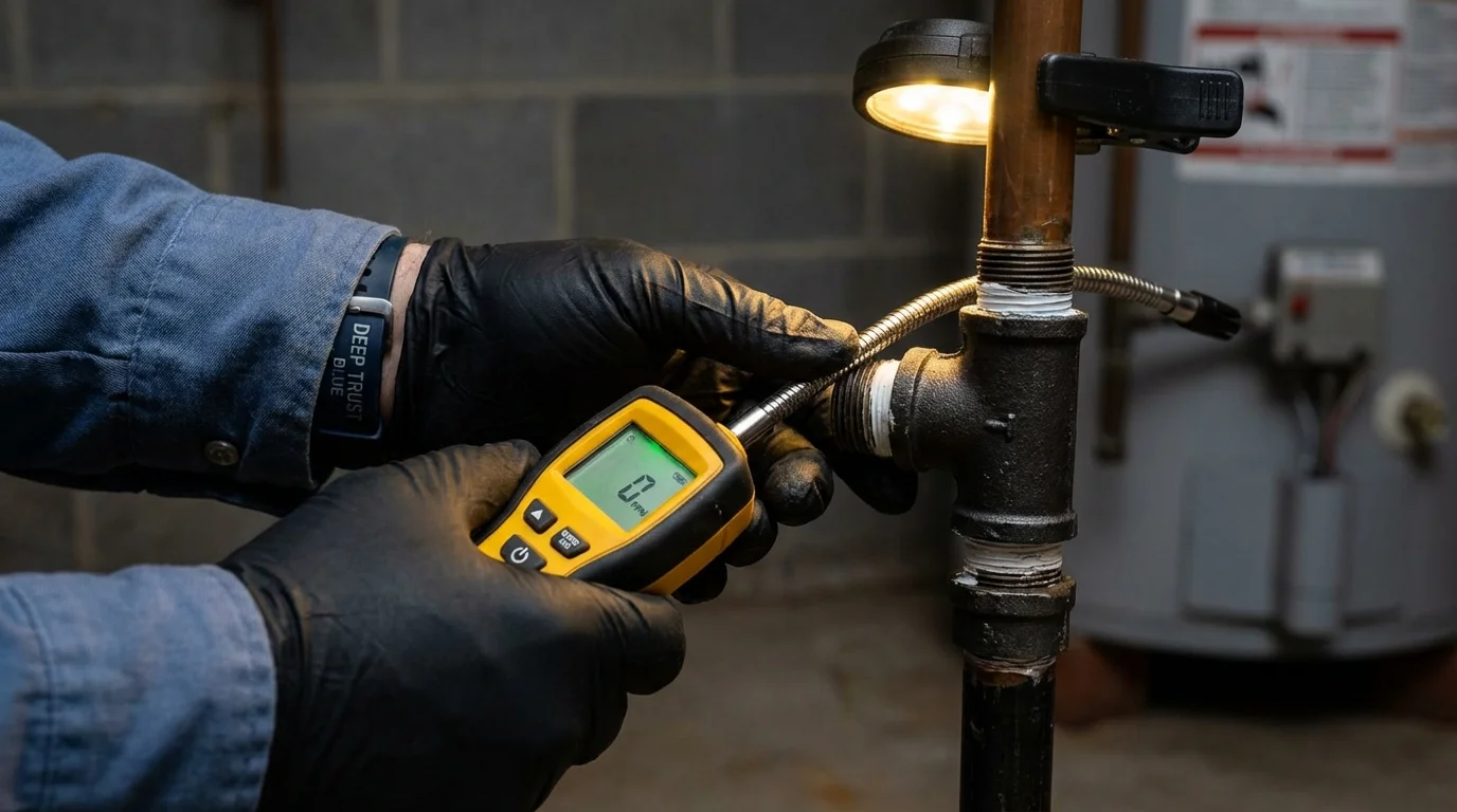 Gas leak detection with electronic sniffer by Johns Plumbing LLC in Palm Beach Gardens